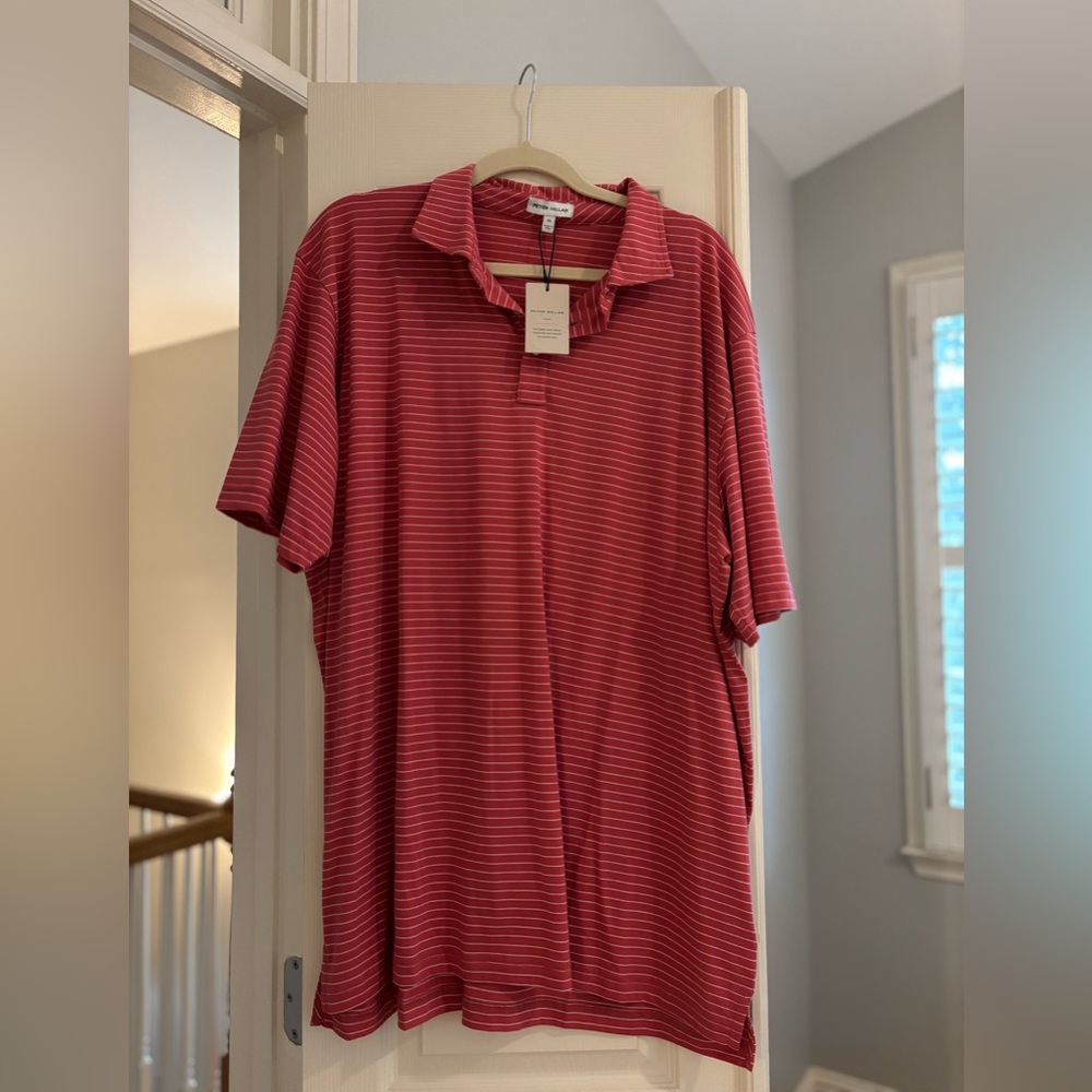 Peter Millar Men's Red Striped Shirt NWT XL